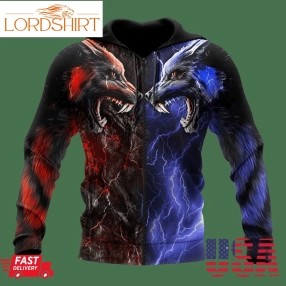 Red And Blue Wolf 3D Hoodie Shirt For Men And Women Am102013s