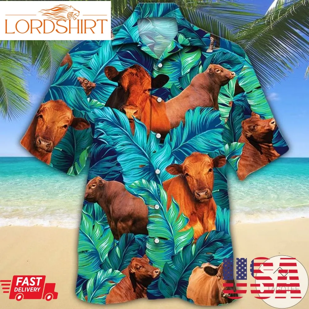 Red Angus Cattle Lovers Hawaiian Shirt