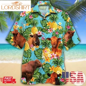 Red Angus Cattle Lovers Pineapple Hawaiian Shirt