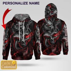 Red Eyes Of Skull Dragon Black Novelty Personalized Hoodies 3D