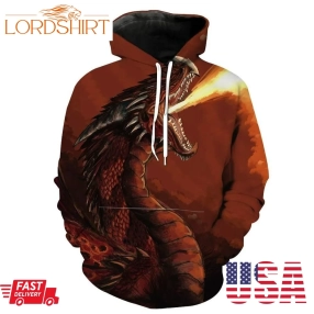 Red Fire Dragon Fantasy Hoodie 3D