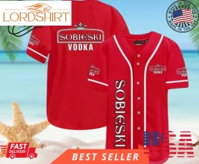 Red Sobieski Vodka Baseball Jersey, Halloween Shirt, Hawaii Holiday Beach Flamingo Stag Brewery Summer