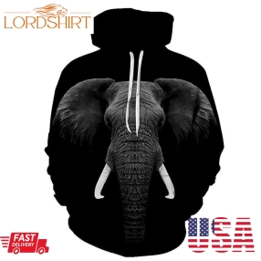 Regal Elephant Face 3D Sweatshirt Hoodie Pullover