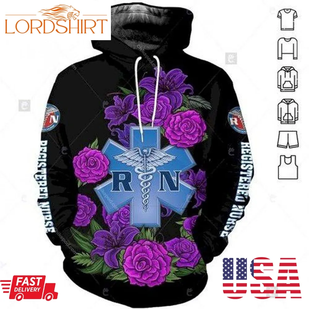 Registered Nurse Flower Men And Women 3D Full Printing Hoodie