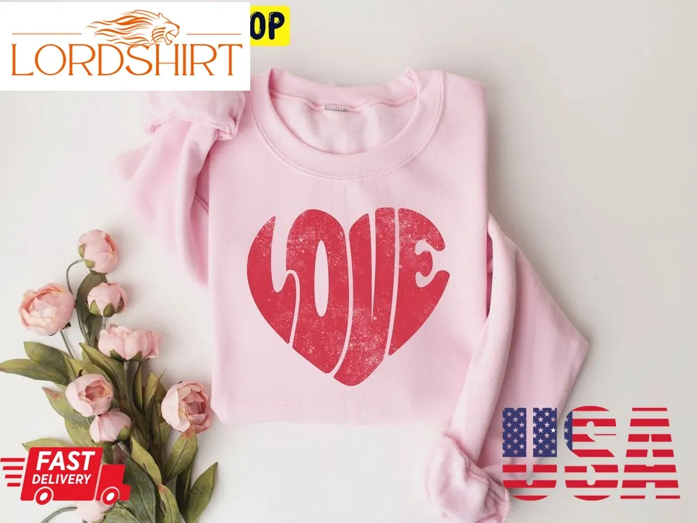 Retro Love Heart Valentines Day Trending Unisex Shirt