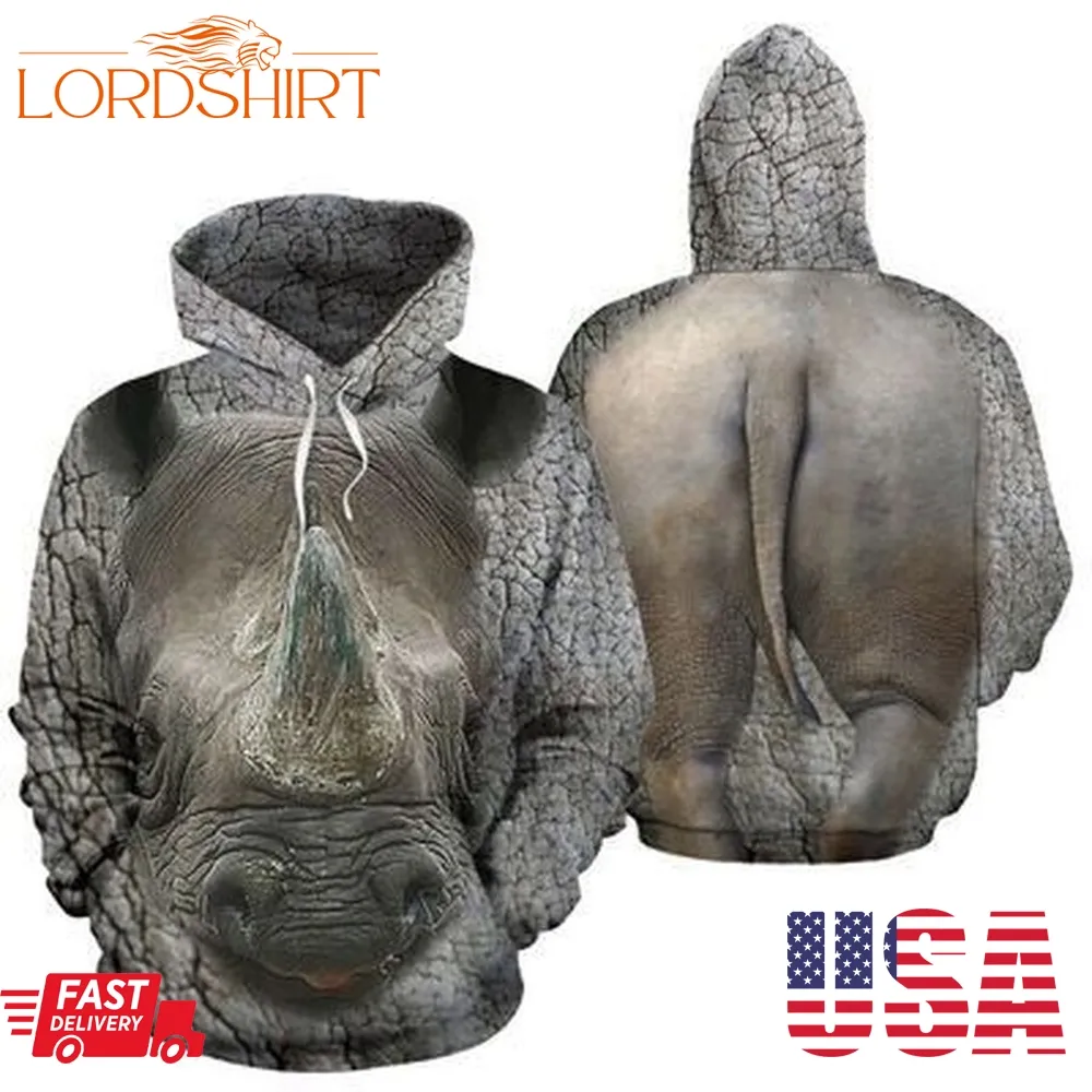 Rhino Body Color Of Object Gray Men And Women 3D Full Printing Pullover Hoodie And Zippered Rhino 3D Full Printing Hoodie Shirt