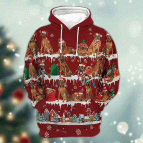 Rhodesian Ridgeback Snow Christmas 3D Hoodie