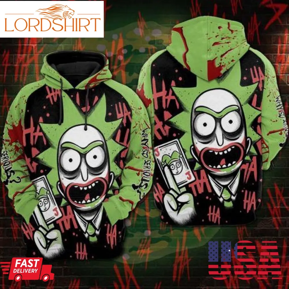 Rick And Morty Joker Green Black Men And Women 3D Full Printing Hoodie And Zip Hoodie Rick 3D Full Printing Shirt Morty Joker 3D Full Printing Hoodie And Zip Hoodie