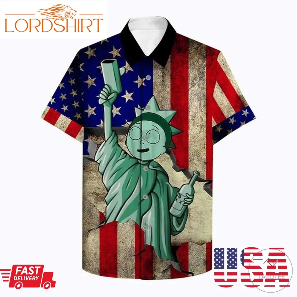 Rick And Morty Statue Of Liberty Flag Hawaiian Shirt