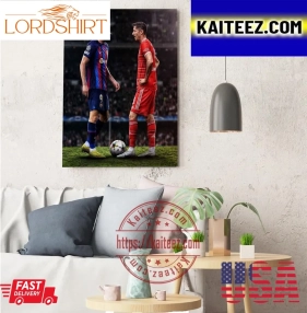 Robert Lewandowski In Barcelona Vs Bayern Munich Decorations Poster Canvas