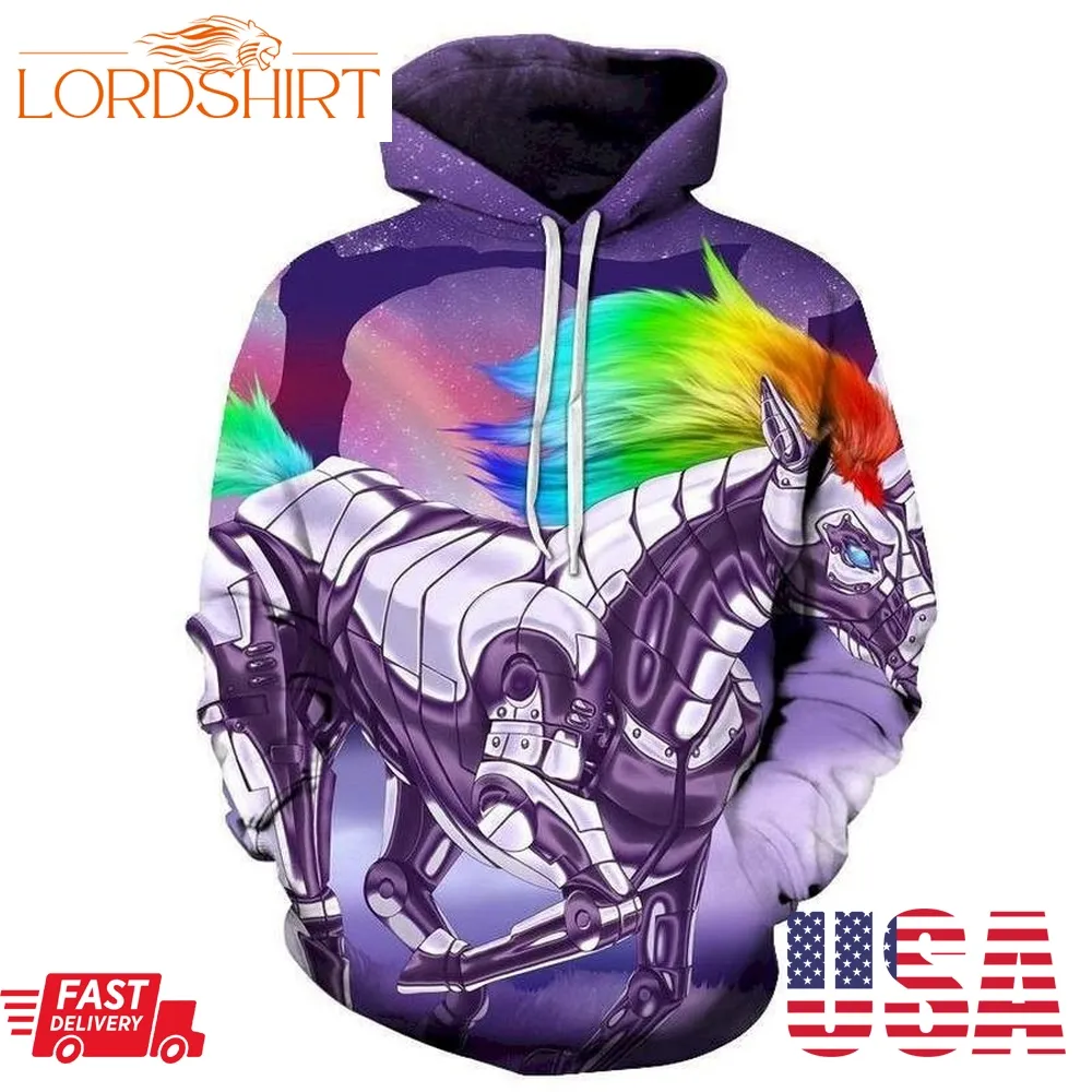 Robot Unicorn Fantasy 3D Sweatshirt Hoodie Pullover Custom