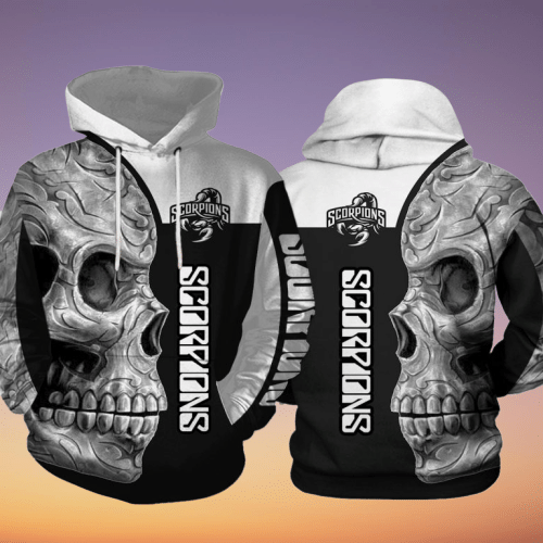 Rock Band Scorpions Skull Scorpions Hard Rock Skull 3D Hoodie