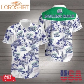 Rolling Rock Music Hawaiian Graphic Print Short Sleeve Hawaiian Casual Shirt N98