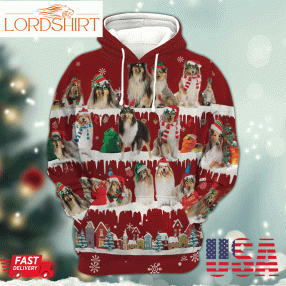 Rough Collie Snow Christmas 3D Hoodiegif