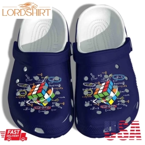 Rubik Cute Shoes Crocs For Who Love Math   Funny Equation Clog Birthday Gift For Teacher Friends