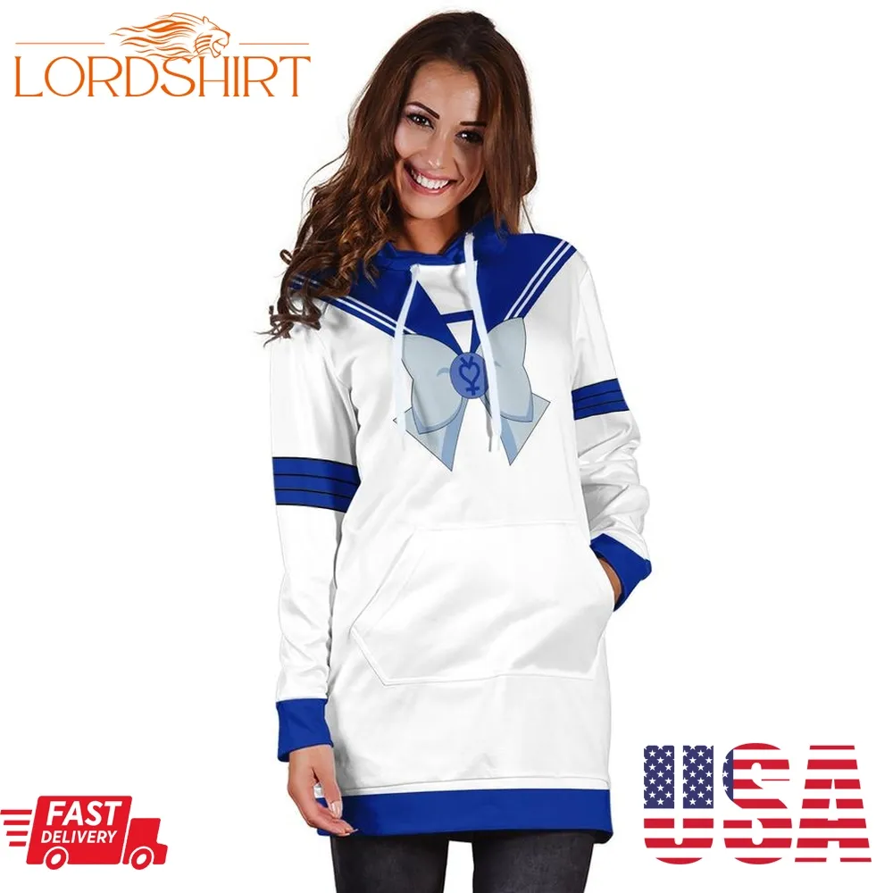 Sailor Mercury Custom Women Hoodie Dress Sailor Moon Anime Cosplay Costume