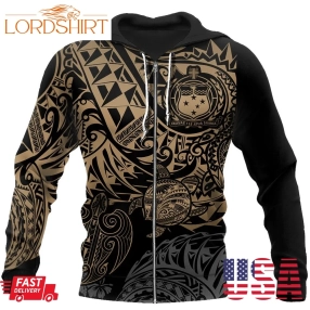 Samoa Polynesian Hoodie  Gold Turtle Flowing 3D All Over Printed Shirt And Short For Man And Women Jj120202 Pl