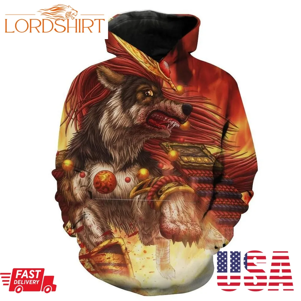 Samurai Wolf Fantasy Hoodie 3D