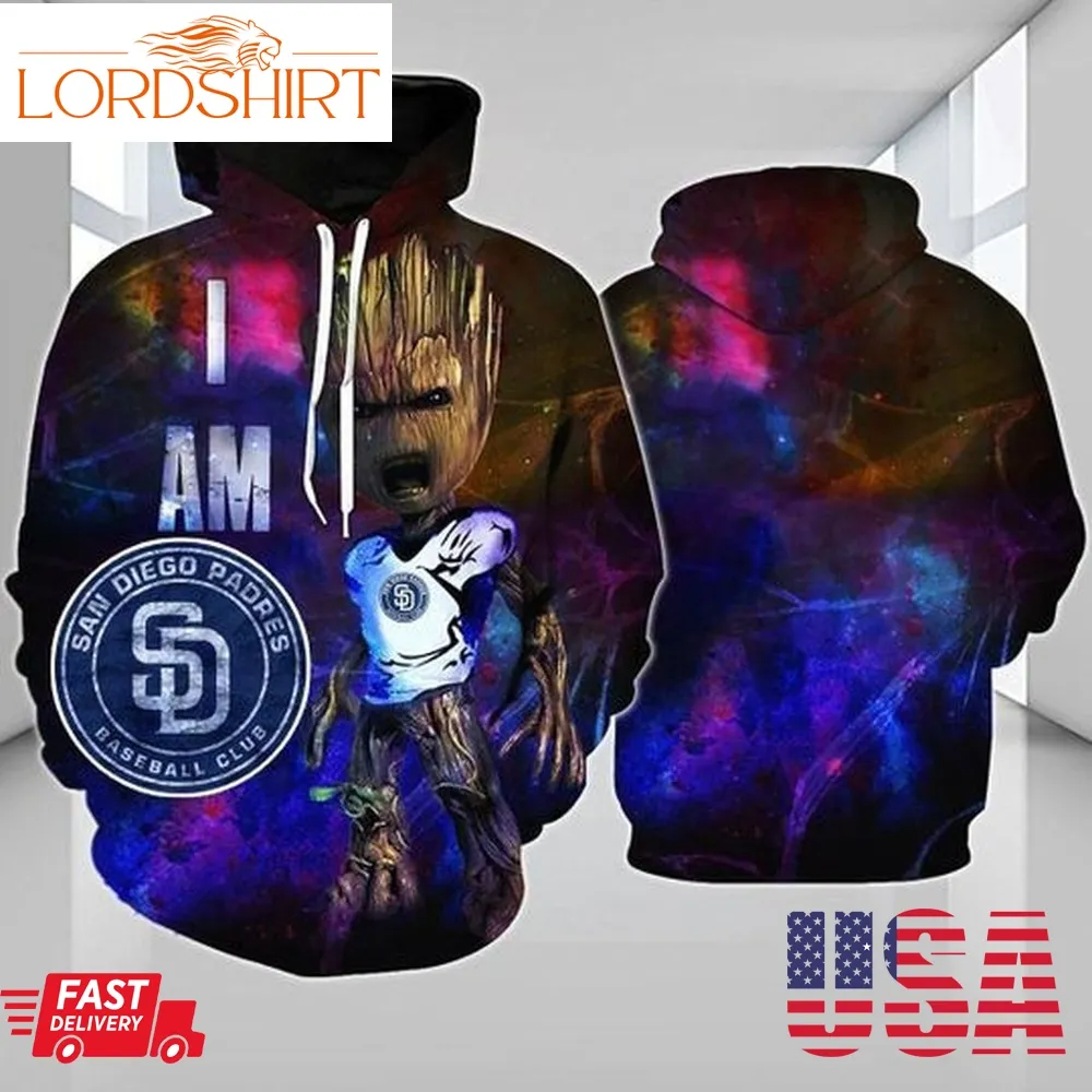 San Diego Padres Baby Groot Over Print Full 3D Hoodies