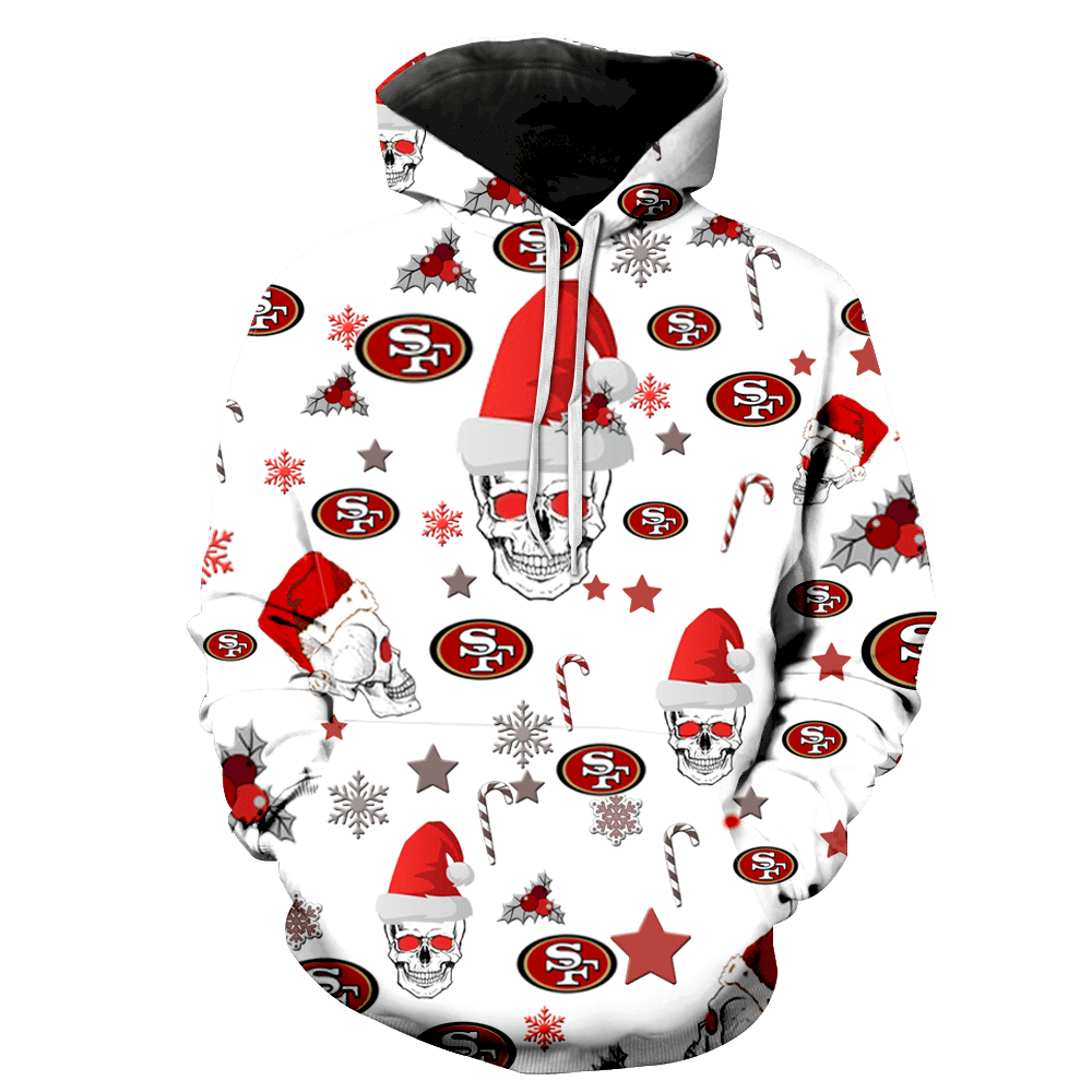 San Francisco 49Ers Christmas Skull New Full Over Print K1115 Hoodie Zipper