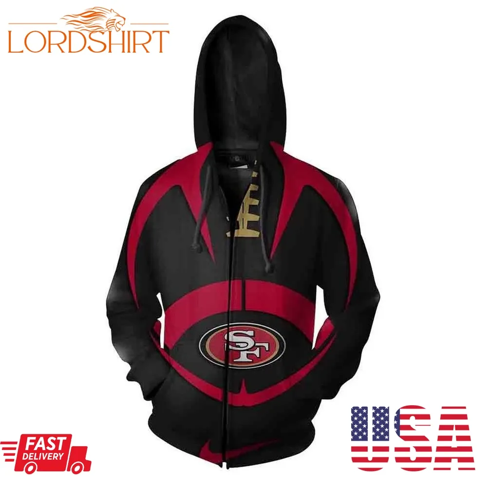 San Francisco 49Ers Nfl Football Big Logo Men And Women 3D Full Printing Pullover Zip Hoodie And Hoodie San Francisco 49Ers 3D Full Printing Hoodie Shirt