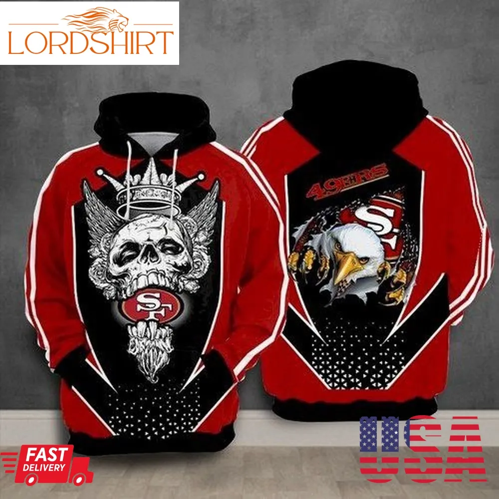 San Francisco 49Ers Nfl Football King Skull 3D Hoodie