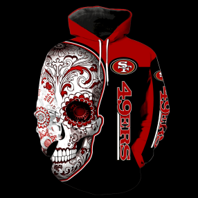 San Francisco 49Ers Skull New Full Over Print V1320 Hoodie Zipper