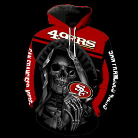 San Francisco 49Ers Skull New Full Over Print V1358 Hoodie Zipper