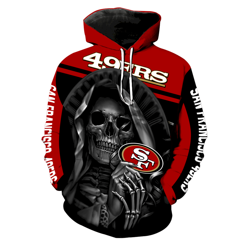 San Francisco 49Ers Skull New Full Over Print V1358 Hoodie Zipper