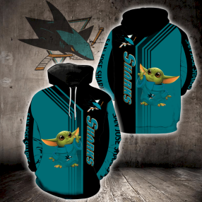 San Jose Sharks Baby Yoda Full Print V1546 Hoodie And Zipper