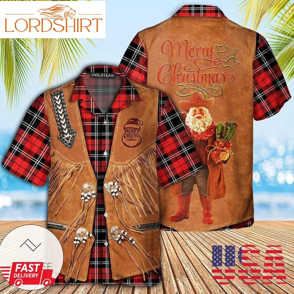 Santa Cowboy Christmas Vintage Style Hawaiian Shirt