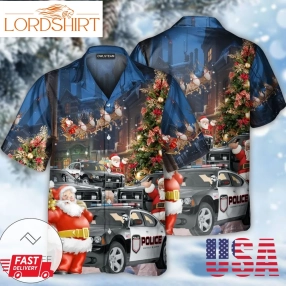 Santa Police Car Merry Christmas Hawaiian Shirt