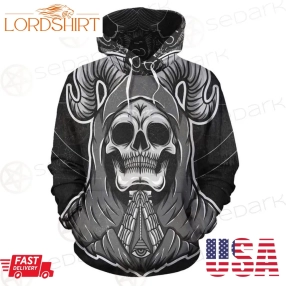 Satan Skull All Over Printed Hoodie