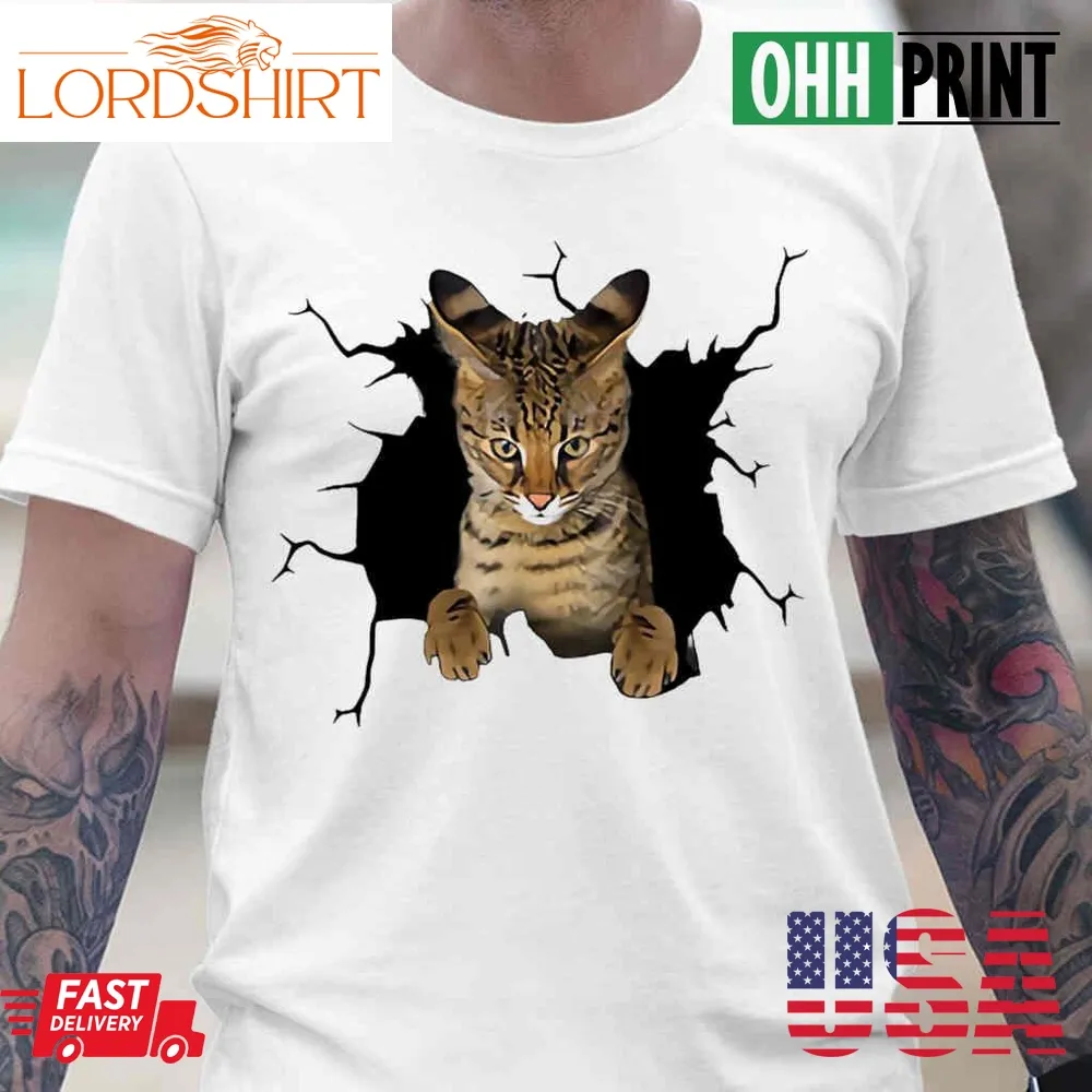 Savannah Cat 3D Art Hole Tshirts White