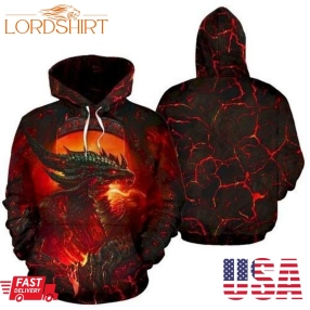 Scary Dragon Roaing Fire Scary Dragon 3D Hoodie Sweatshirt Zip