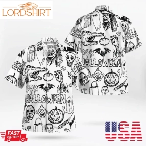 Scary Halloween Icon Spooky 3D Hawaii Shirt, Tactical Hawaiian Shirts
