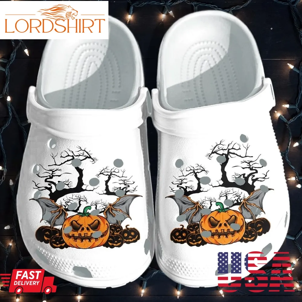 Scary Pumpkin Bat Halloween Crocs Shoes   Halloween Clog Crocs Crocband Clog Birthday Gift For Man Women