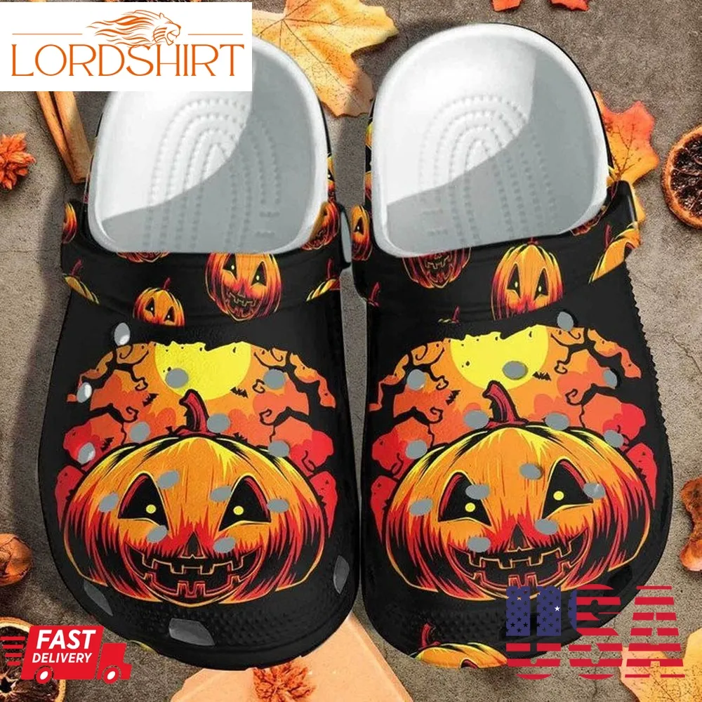 Scary Pumpkin Dark Night Custom Crocs Classic Clogs Shoes Halloween Outdoor Crocs Classic Clogs Shoes