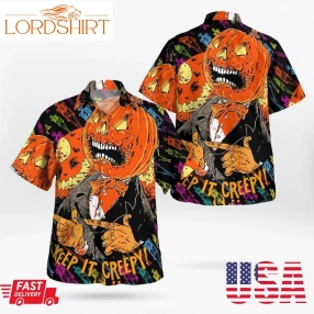 Scary Pumpkin Gentleman Keep It Creepy Spooky Halloween 3D Hawaii Shirt, All Over Print, 3D Tshirt, Hoodie, Sweatshirt, Long Sleeve, Aop Shirt