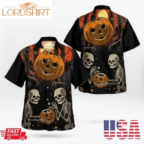 Scary Skeleton Halloween Scarecrow Pumpkinhead Spooky 3D Hawaii Shirt, All Over Print, 3D Tshirt, Hoodie, Sweatshirt, Long Sleeve, Aop Shirt