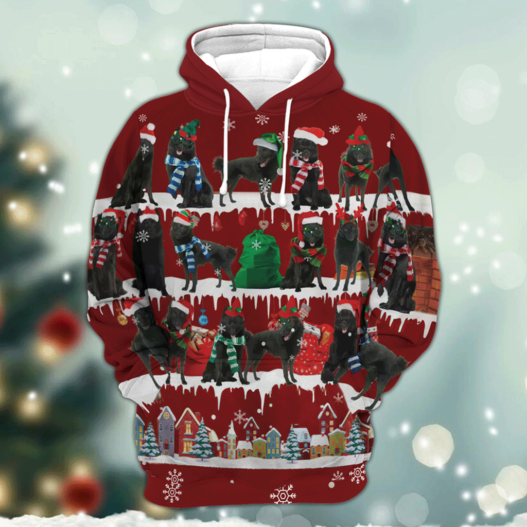 Schipperke Snow Christmas 3D Hoodie