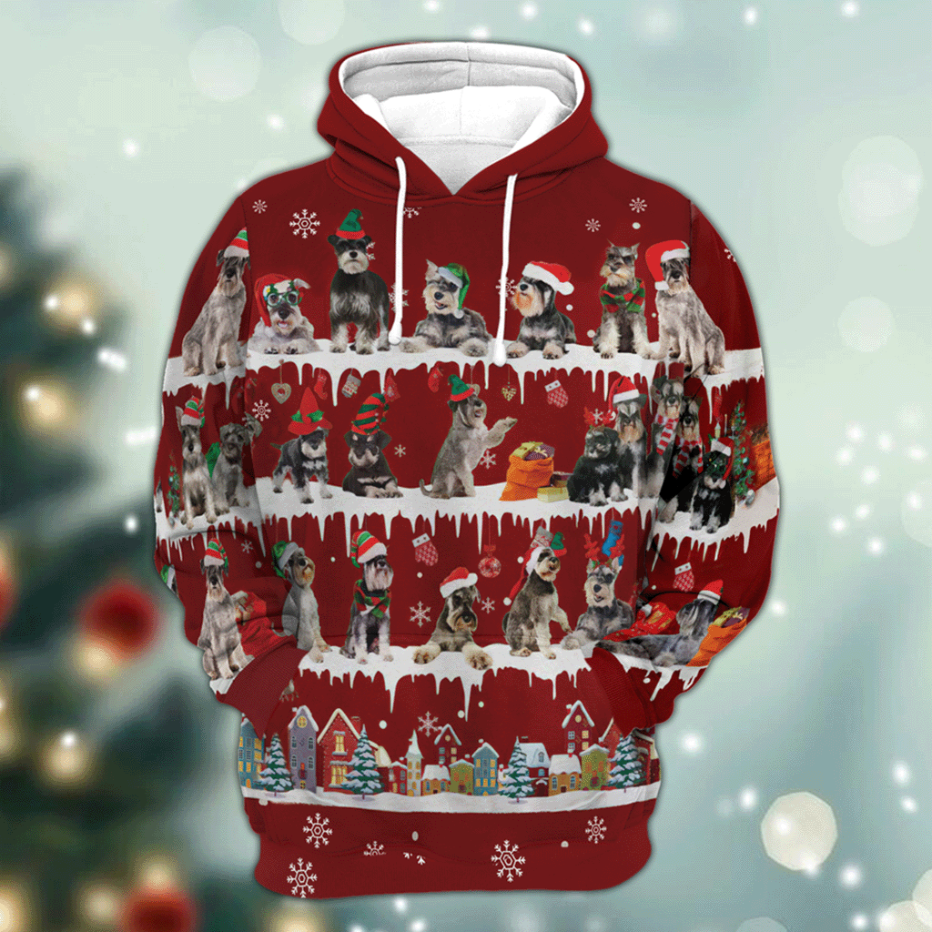 Schnauzer Snow Christmas 3D Hoodie