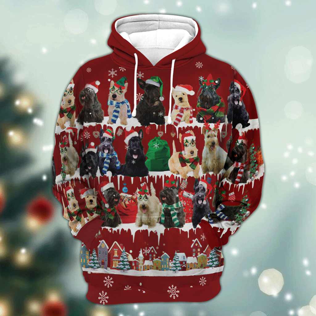 Scottish Terrier Snow Christmas 3D Hoodie