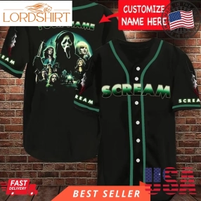 Scream Custom Name Funny Halloween Scream Movie Vintage Horror Baseball Jersey