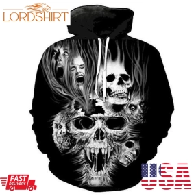 Screaming Skull 3D Sweatshirt Hoodie Pullover