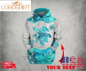 Sea Turtle Gift Blue Ocean Diamond Turtle Personalized Unisex Hoodie Ln