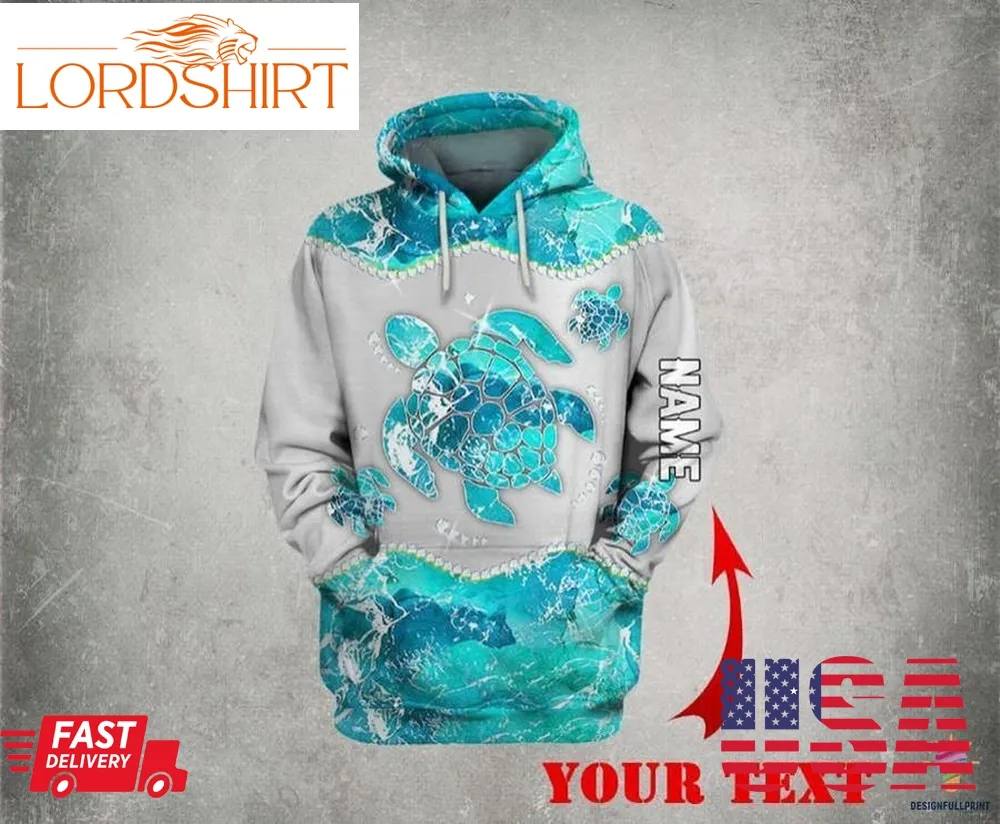 Sea Turtle Gift Blue Ocean Diamond Turtle Personalized Unisex Hoodie Ln