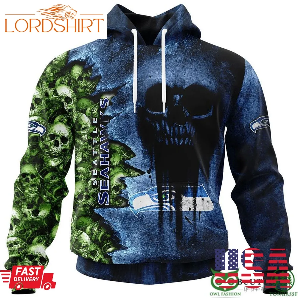 Seahawks Halloween Cemetery Skull 3D Hooodie Sweatshirt