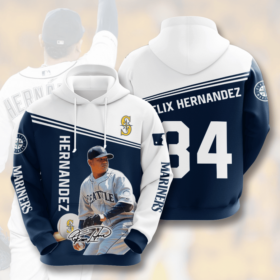 Seattle Mariners Felix Hernandez 3D Hoodie Sweatshirt For Fans Men Women All Over Printed Hoodie