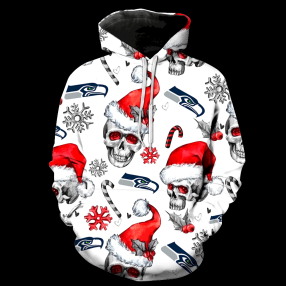 Seattle Seahawks Christmas Skull New Full Over Print K1155 Hoodie Zipper